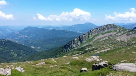 Panoramic view of the valley below with elevation Stock Footage 134007769