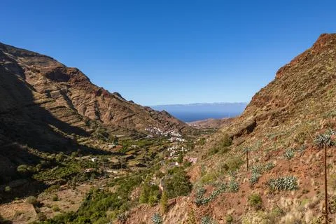 Panoramic View Into The Valley Stock Photos