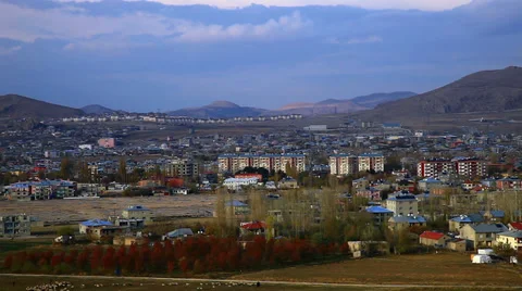 Panoramic View of the Van, Turkey. Twilight, Autumn. Stockbeeldmateriaal 39830773