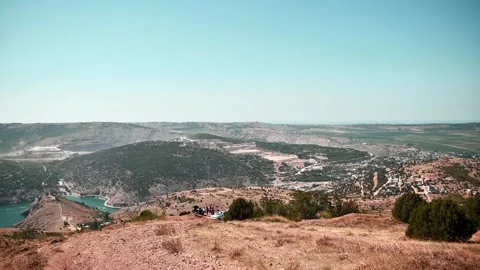 Panoramic view of a vast landscape from a high vantage point Stock Footage 306247723