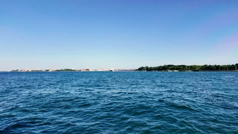 Panoramic view of the Venetian Islands from aboard the boat Stock Footage 280770693
