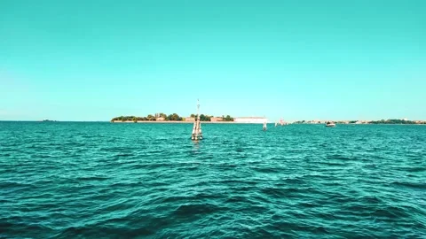Panoramic view of the Venetian Lagoon from aboard the boat Stock Footage 280768732