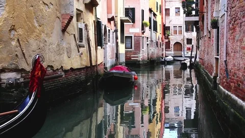 Panoramic View of Venice Canal Stock Footage 84894197