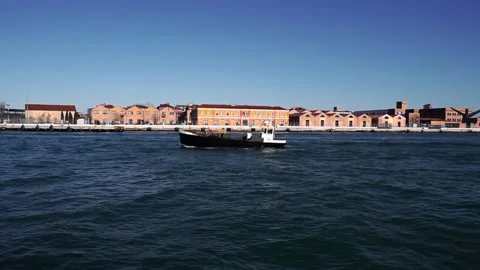 Panoramic view of Venice from a sailing boat Stock Footage 153529088
