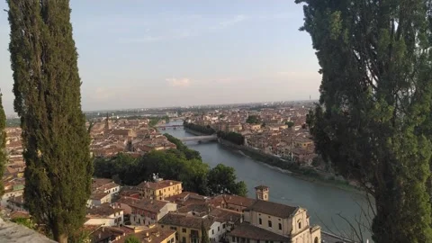 Panoramic view of Verona town in Italy Video stock 242512976