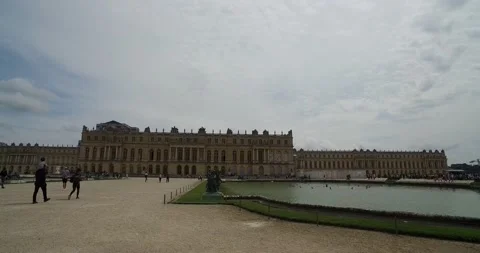 Panoramic view of Versailles Palace, gimbal walking shot, France, near Paris Stock Footage 167821453