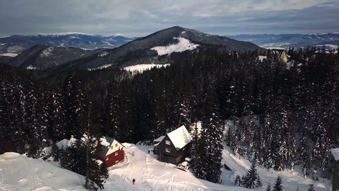 Panoramic view video frame on the mountain range, aerial shot 스톡 동영상 127659993