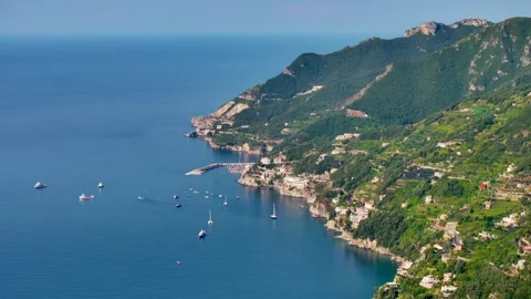 Panoramic view of Vietri sul Mare from Salerno, Italy,  Stock Footage 246803186
