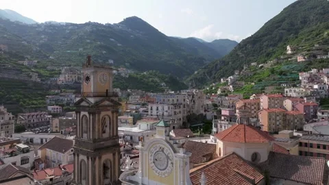 Panoramic view of Vietri sul Mare from Salerno, Italy,  Stock Footage 247272373