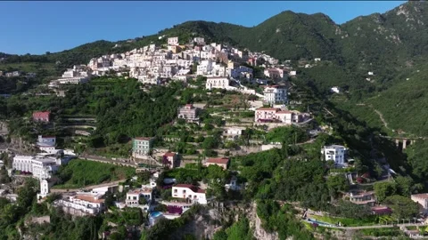 Panoramic view of Vietri sul Mare from Salerno, Italy,  Stock Footage 251912044