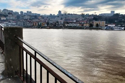 Panoramic view of Vila Nova de Gaia town in Portugal Stock Photos