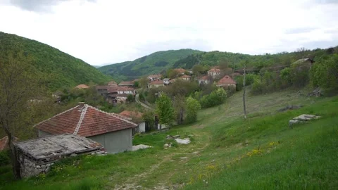 Panoramic view of the village of Kandalica in Eastern Serbia in early spring Stock Footage 265172233