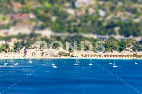Panoramic view of Villefranche-sur-Mer, Nice, French Riviera. Stock Photos