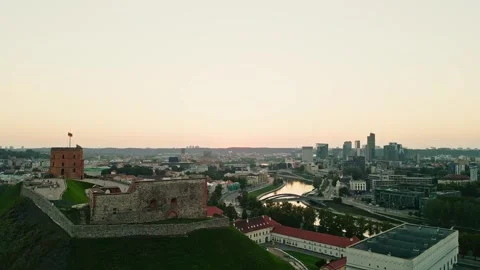 Panoramic view of Vilnius, Lithuania With a view of Gediminas Tower and the city Stock-Footage 248860882