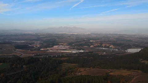 Panoramic view of the vineyards on the background of high mountains Stock Footage 112630831