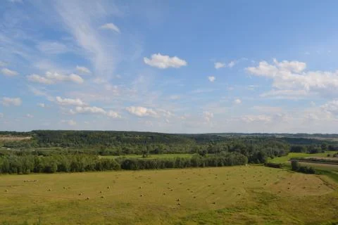 Panoramic view on the Vistula River valley near Janowiec, Poland Stock Photos