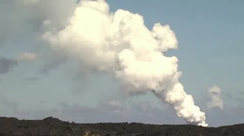 Panoramic View of Volcanic Landscape With Steam Cloud In The Background 스톡 동영상 19287632