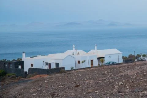 Panoramic view of Volcano de Playa Blanca and landscape of the village Stock-Fotos