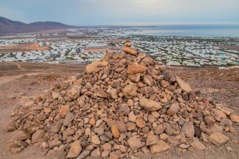 Panoramic view of Volcano de Playa Blanca and landscape of the village Foto stock