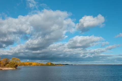 Panoramic view to the Volga river near the Kozmodemiansk city, Mari El, Russi Stock Photos