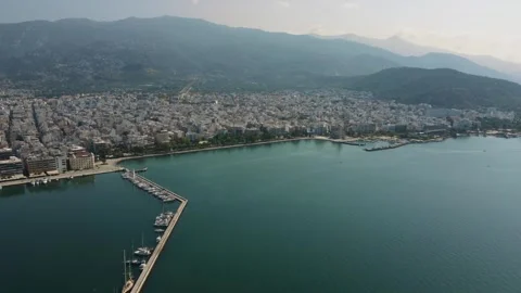 Panoramic view, Volos, Thessaly, Central Greece Stock Footage 284432690