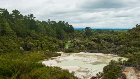 Panoramic View from Wai-O-Tapu Geothermal Area Video stock 101973191