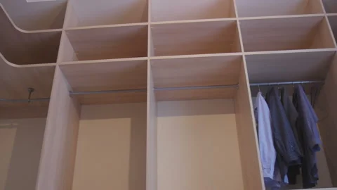 Panoramic view of a walk-in closet Stock Footage 86817308