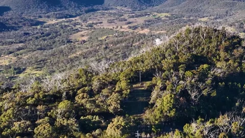 Panoramic View of Warrumbungle National Park Mountain Range Stock Footage 341069118