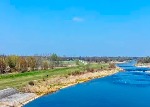 Panoramic view of Warta River Stock Photos