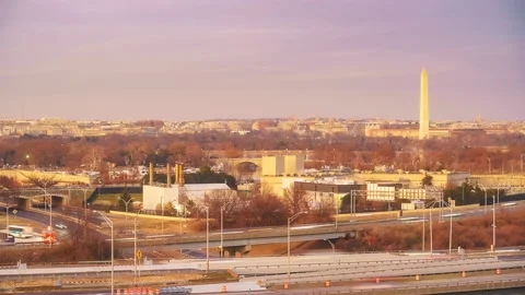 Panoramic view on Washington DC from Rosslyn: time lapse of day to night Vidéo 145015907
