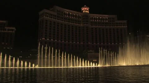 Panoramic View of The Waterfountain and Light Show in Front of Ceasars Palace 2 Stock-Footage 18980486