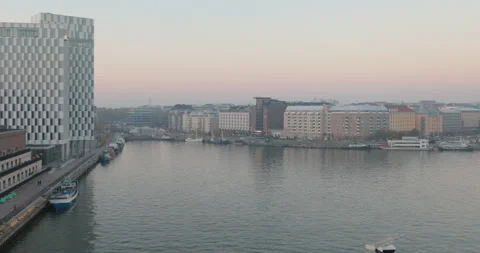 Panoramic view of West Harbor district of Helsinki, Finland Stock Footage 96832442
