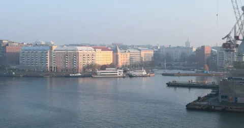 Panoramic view of West Harbor district of Helsinki, Finland 스톡 동영상 96841981