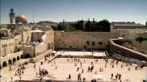 Panoramic View of the Western Wall - Jerusalem Stock Footage 18007581