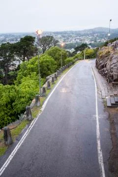 Panoramic view from wet road. Foto stock