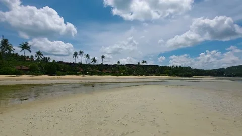 Panoramic view while walking on the seabed at low tide in the tropics Stock Footage 171223854