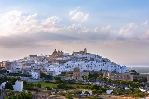 Panoramic view of the white and old city of Ostuni Stock Photos