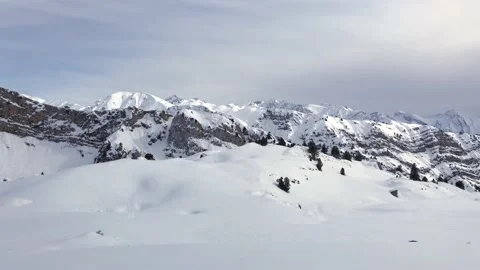 Panoramic View of White and Snowy Swiss Alps Stock Footage 239178828