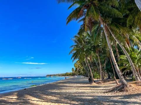 Panoramic view of the White Beach, Boracay Stock Photos