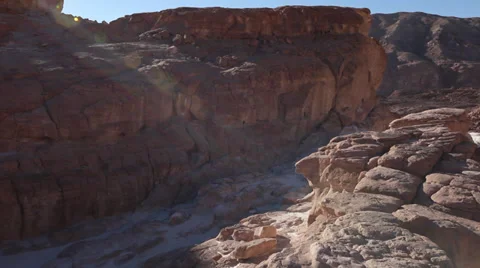 Panoramic view of the White Canyon and Ain Khudra Oasis, Sinai desert Stock Footage 39099948