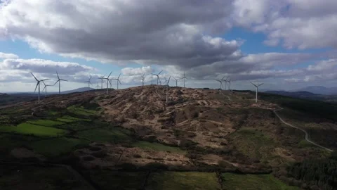Panoramic view of wind farm or wind park 4K Stock Footage 234538187