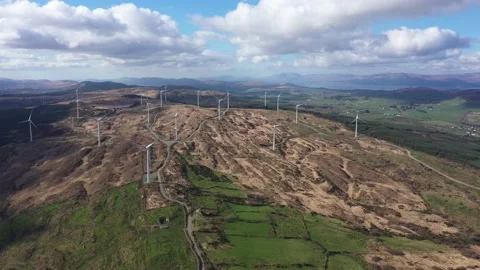 Panoramic view of wind farm or wind park 4K Stock Footage 234539209