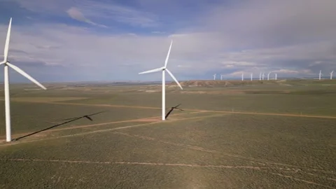 Panoramic view of wind farm or wind park Stock Footage 244077419