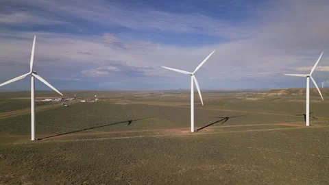 Panoramic view of wind farm or wind park Stock Footage 244077813