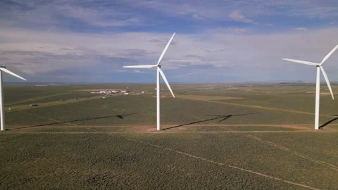 Panoramic view of wind farm or wind park Stock Footage 244077814
