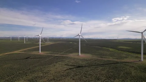 Panoramic view of wind farm or wind park Stock Footage 244077828