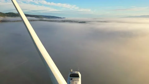Panoramic view of the wind turbines on the Rhone River Stock Footage 220116378