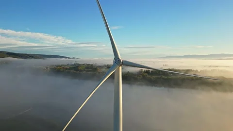 Panoramic view of the wind turbines on the Rhone River Stock Footage 220116714