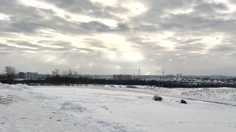 Panoramic view of the winter city from the elevation Video stock 335726568