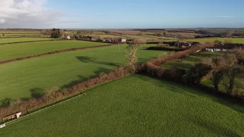 Panoramic view of winter sunshine over English countryside Stock Footage 326954027